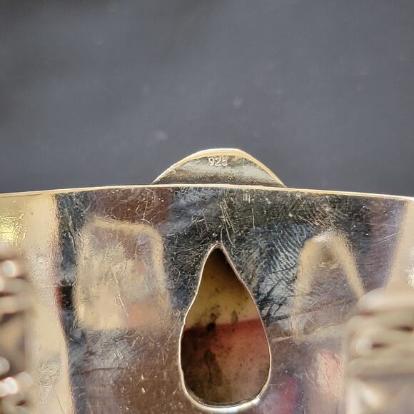 Radiant Horizon Sunset Stone Cuff Bracelet - Sterling Silver Elegance - Picture 7 of 9